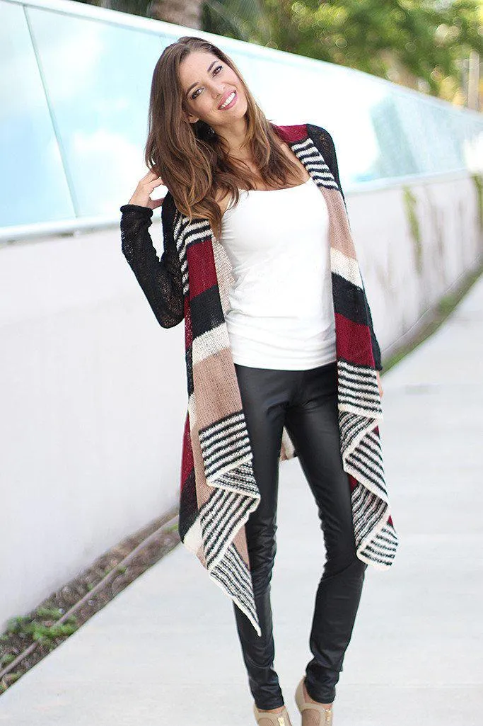 Black and Burgundy Cardigan