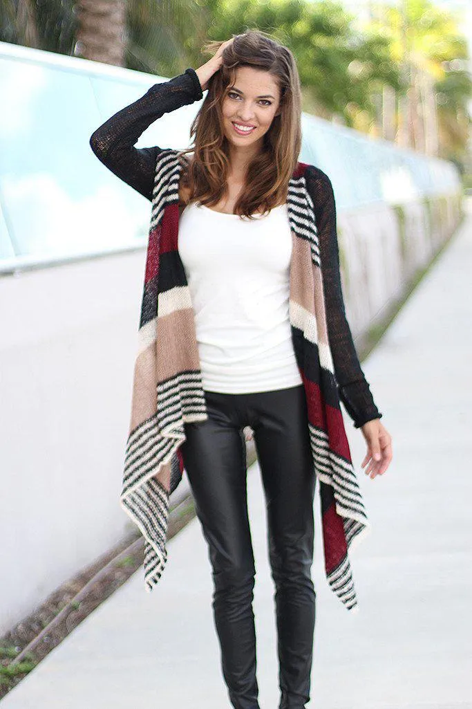 Black and Burgundy Cardigan