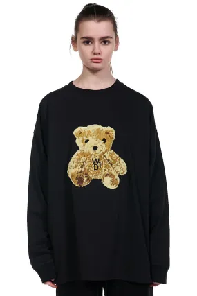 Black Embroidered Teddy Long Sleeve T-shirt