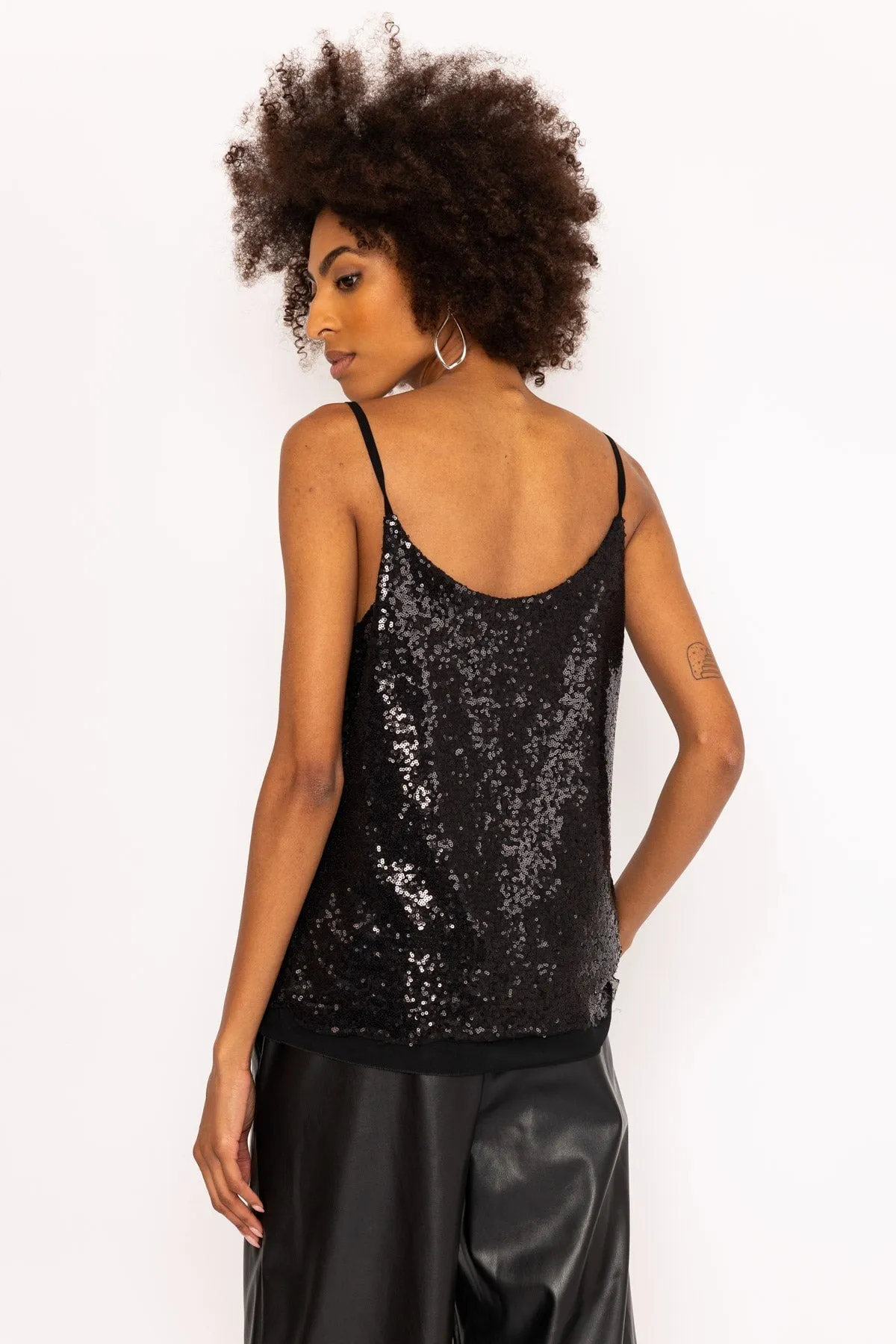 Black Sequin Cami Top