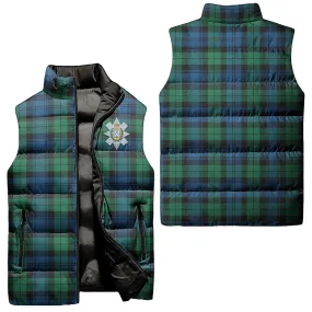 Black Watch Ancient Tartan Sleeveless Puffer Jacket with Family Crest