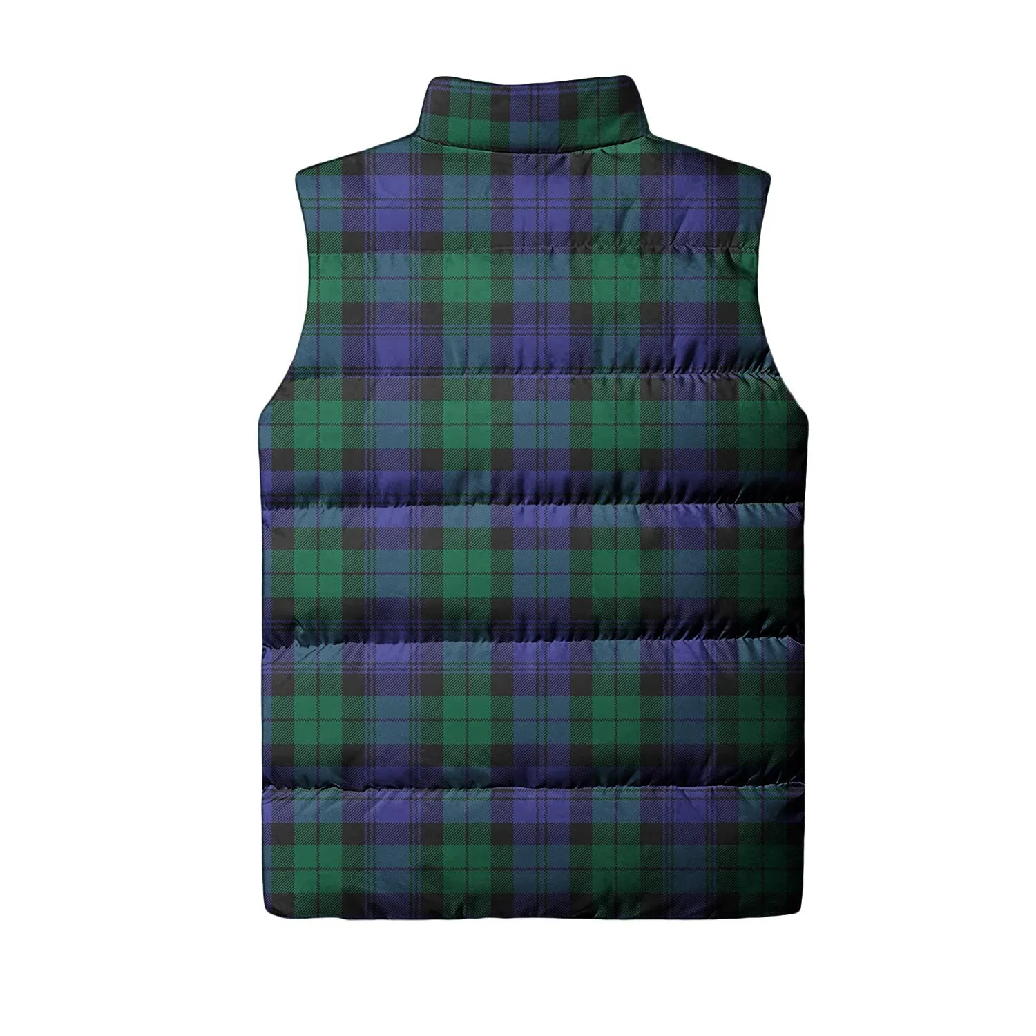 Black Watch Modern Tartan Sleeveless Puffer Jacket with Family Crest