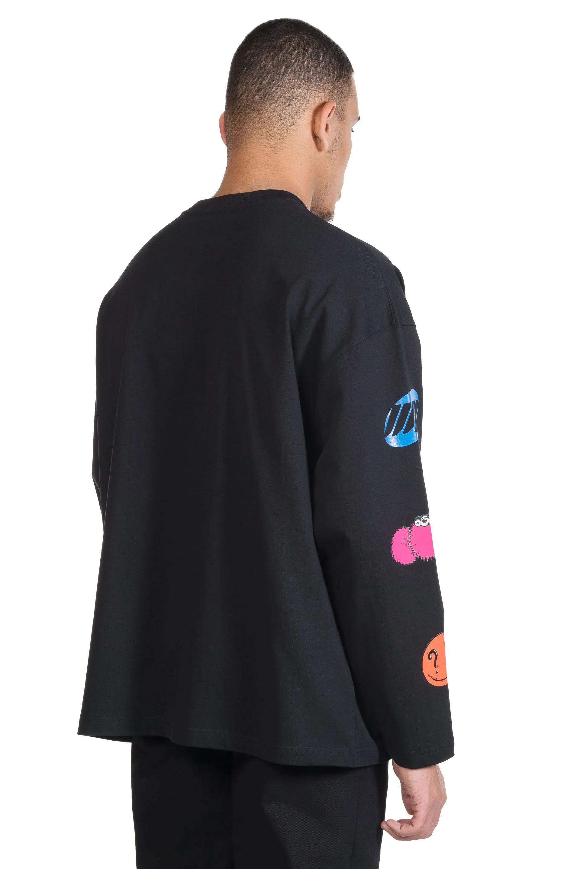 Black We11done Character Logo LS T-Shirt