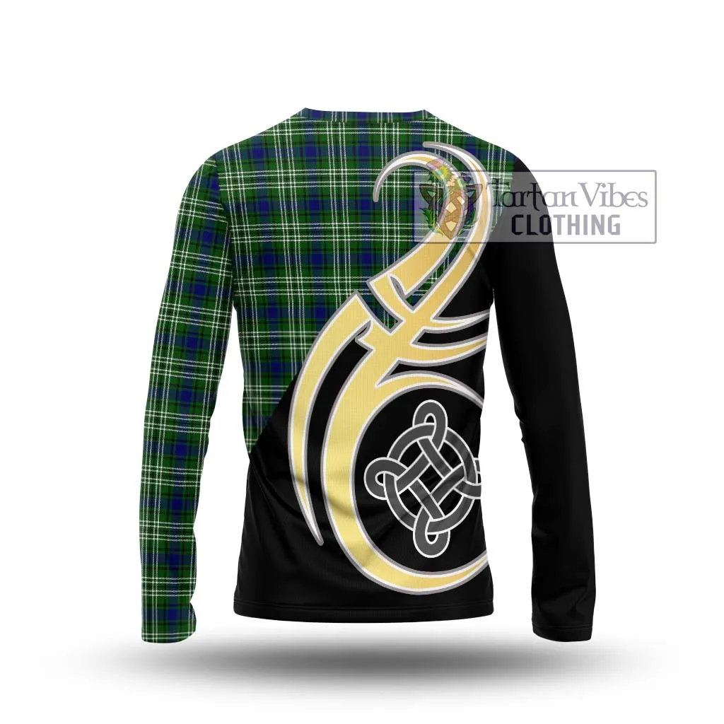 Blackadder Tartan Long Sleeve T-Shirt with Family Crest and Celtic Symbol Style