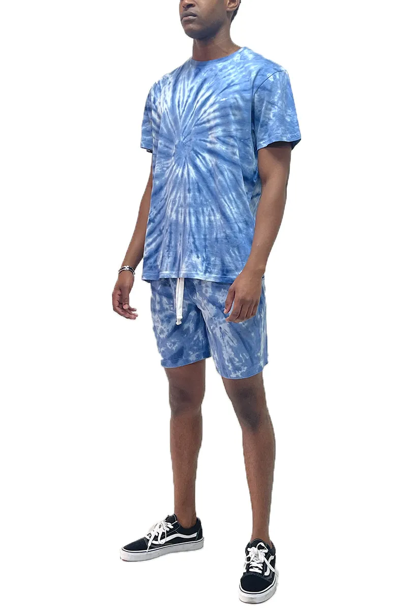 Blue Swirl Tie Dye Tee & Short Set