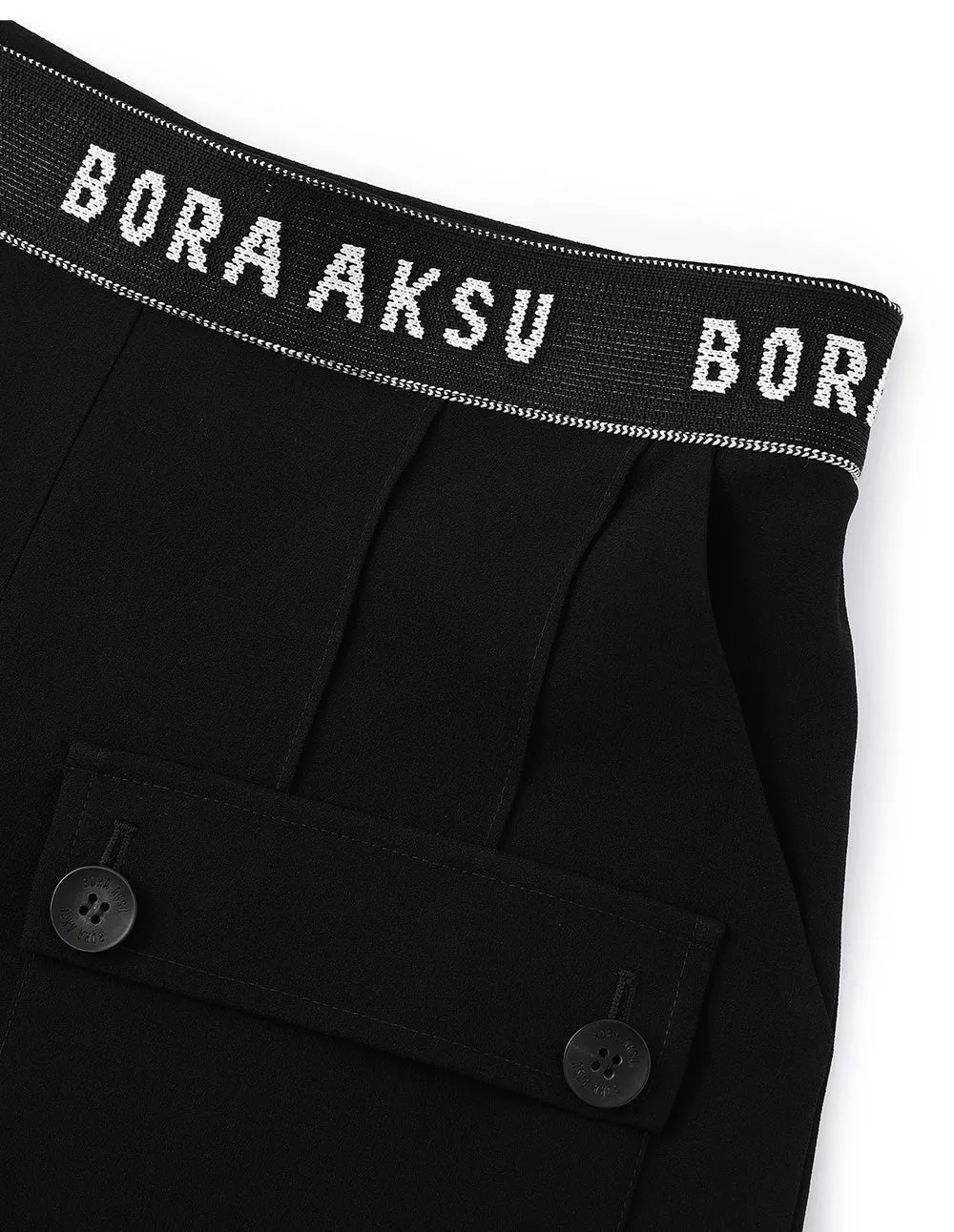 BORA AKSU Triacetate Patch Pocket Decoration Versatile Black Slim Shorts