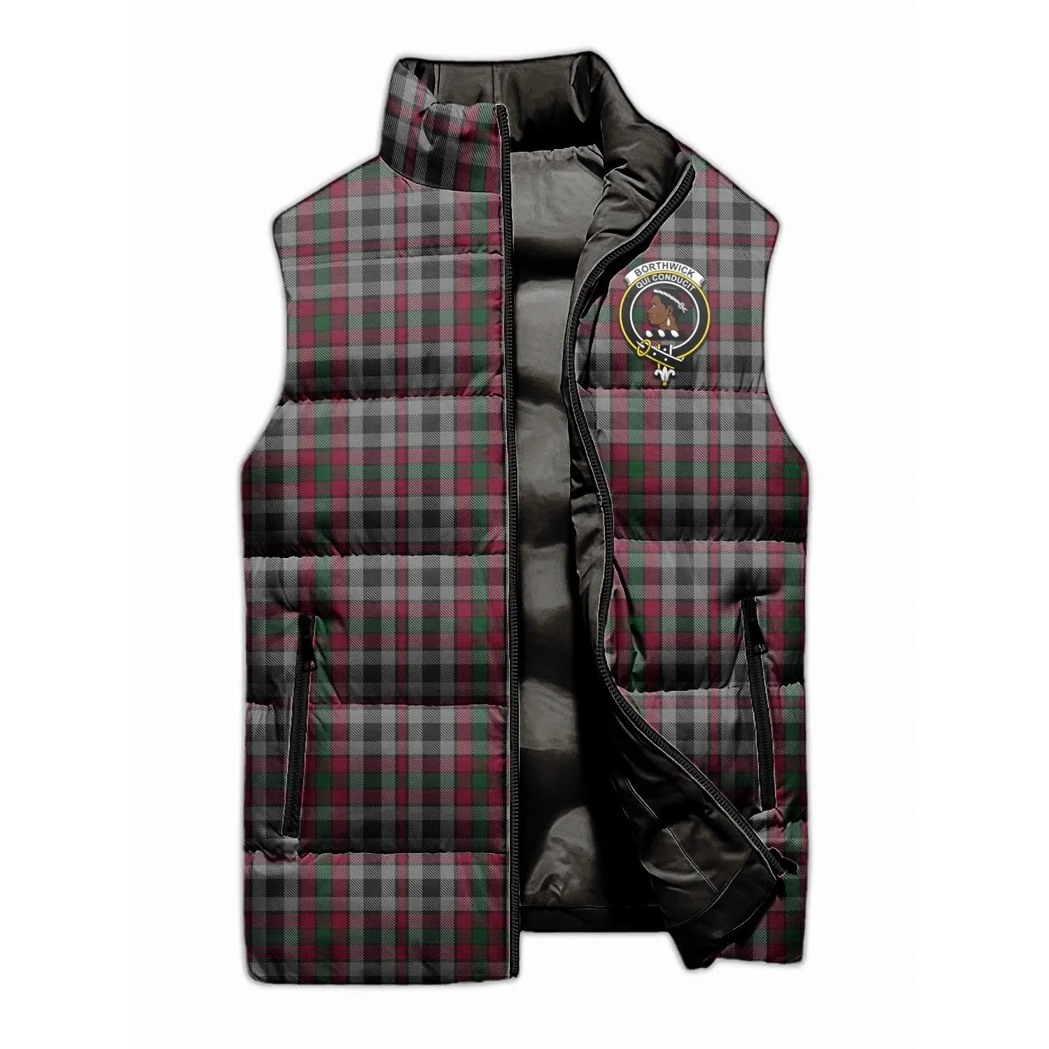 Borthwick Tartan Sleeveless Puffer Jacket with Family Crest