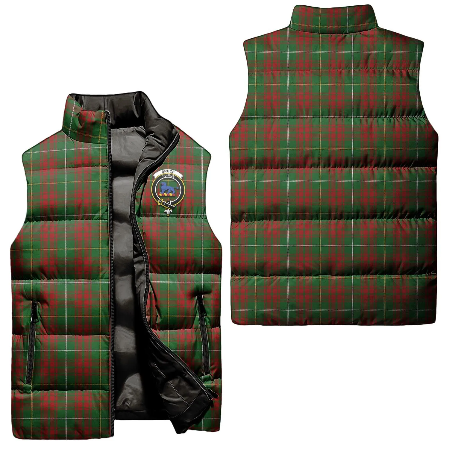 Bruce Hunting Tartan Sleeveless Puffer Jacket with Family Crest