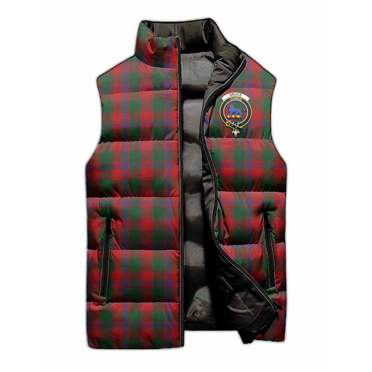 Bruce Old Tartan Sleeveless Puffer Jacket with Family Crest