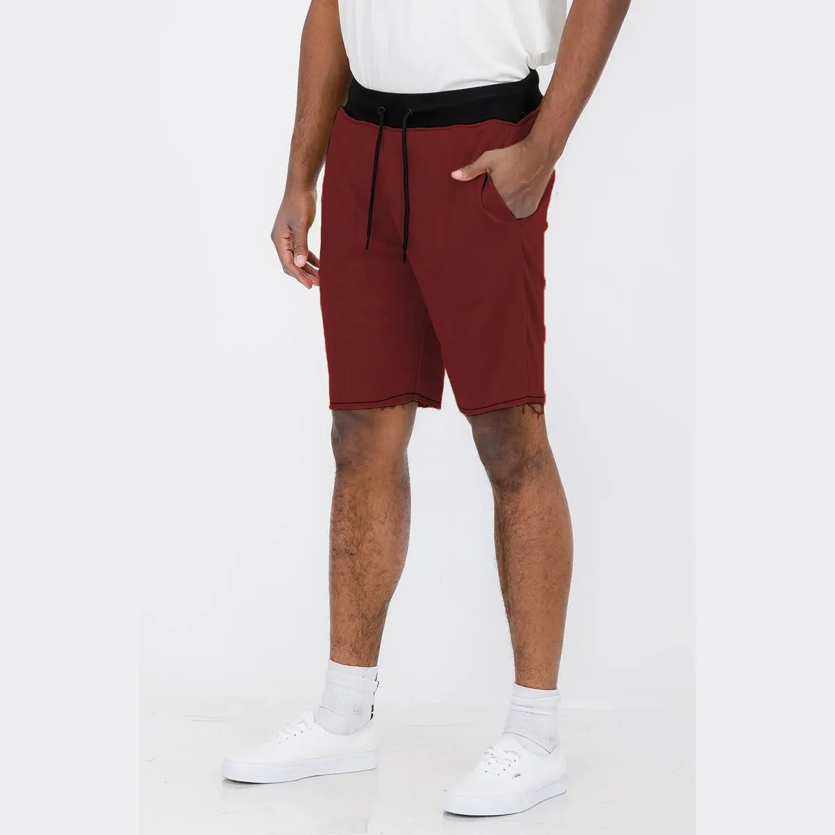 Burgundy Raw Cut City Sweat Short