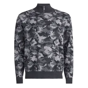 Camo Jacquard Merino Wool Quarter Zip Sweater Charcoal Camo - SS24