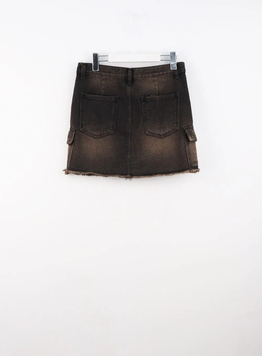 Cargo Washed Denim Mini Skirt CS314