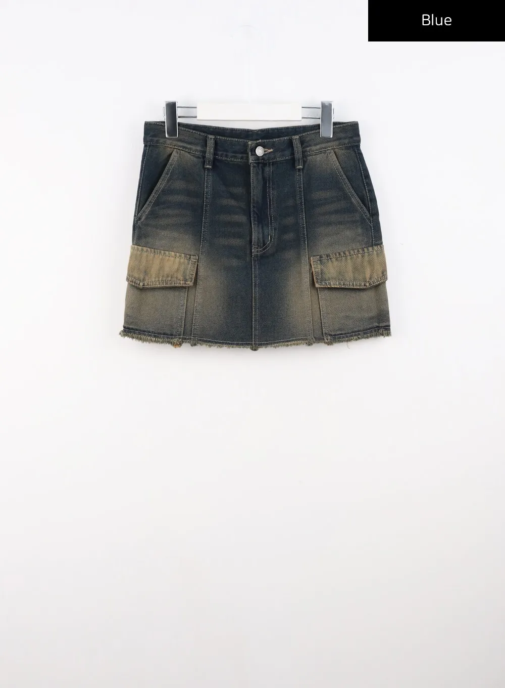 Cargo Washed Denim Mini Skirt CS314