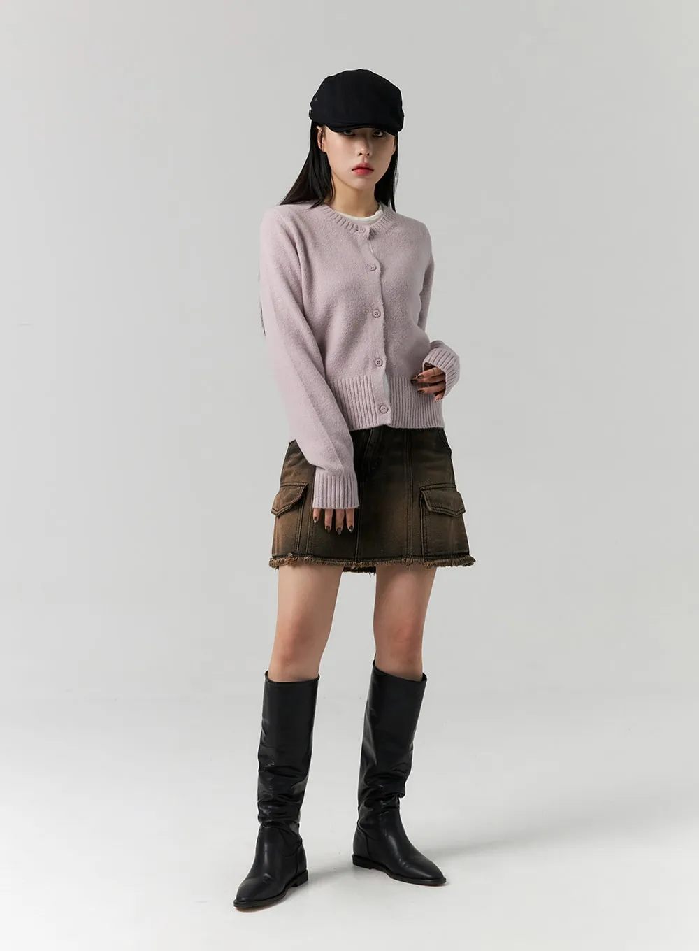 Cargo Washed Denim Mini Skirt CS314