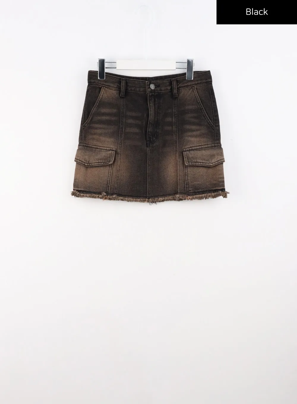 Cargo Washed Denim Mini Skirt CS314