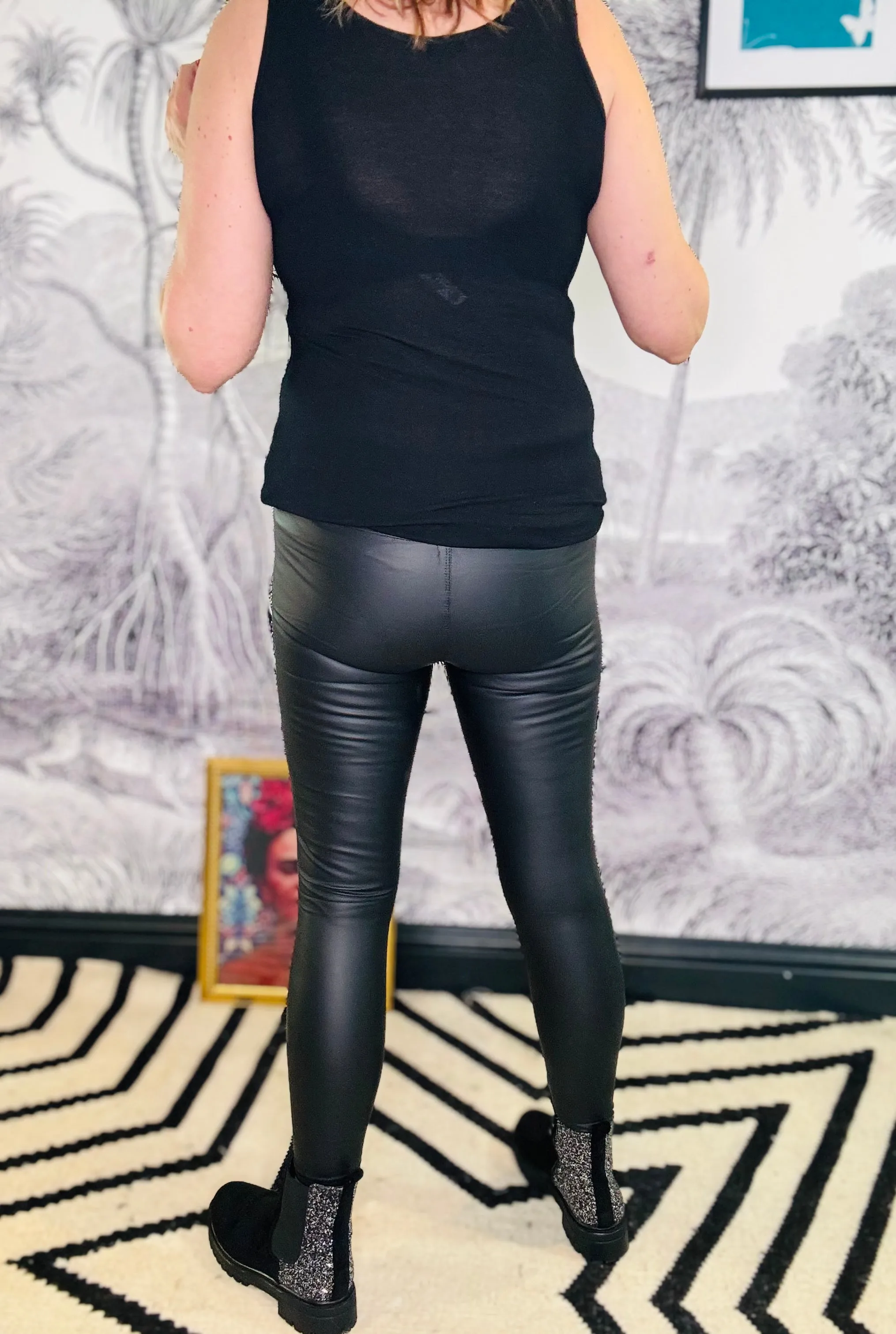 Claudia Leather Look High Rise Leggings