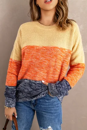 Color Block Netted Texture Pullover Sweater