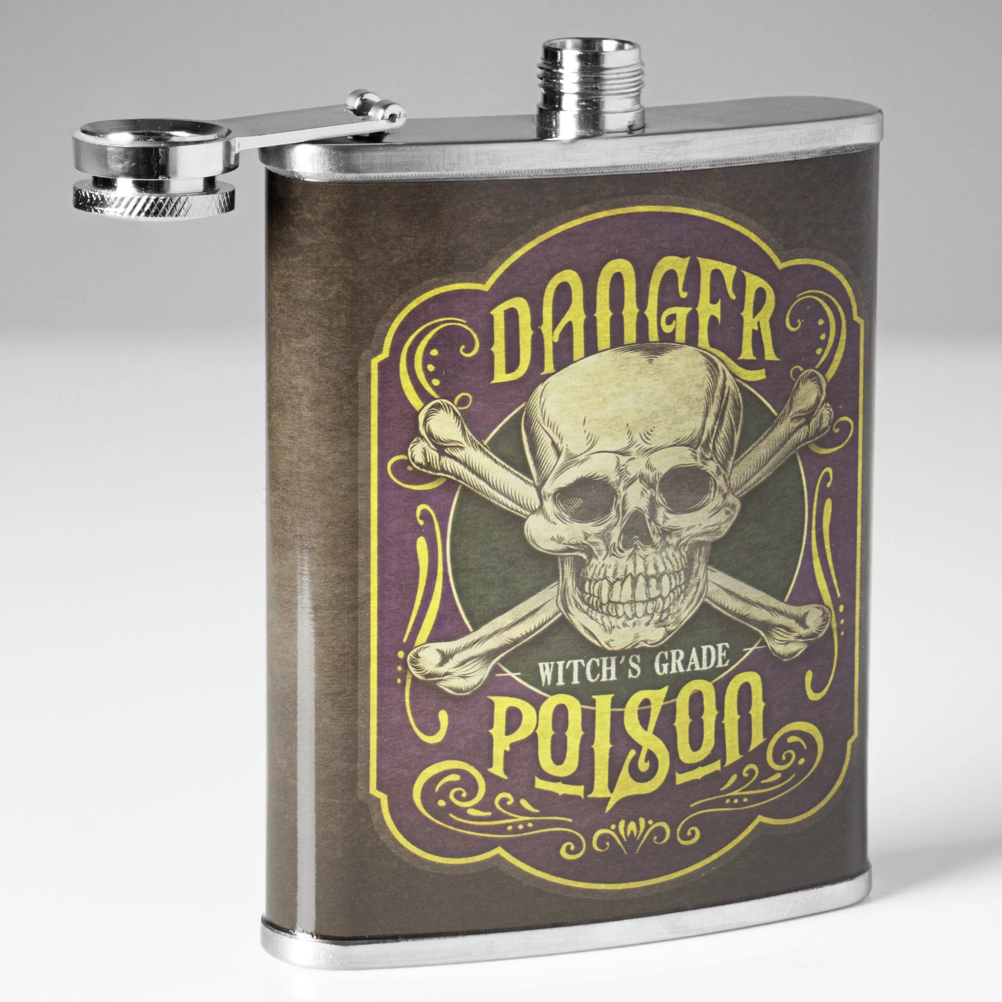 Danger Witch’s Grade Poison Stainless Steel 8 oz Liquor Flask