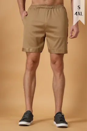 Dark Beige Cotton Lycra Shorts