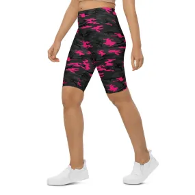 Dark Pink Camo Bike Shorts