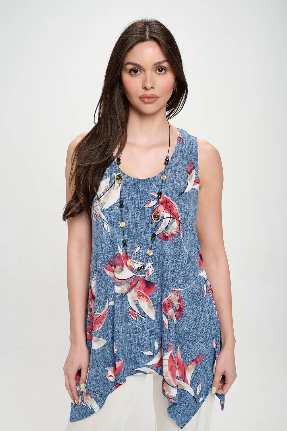 Denim Dreams HIT Shark Bite Hem Tank in- 2057HT-TRP1-W398