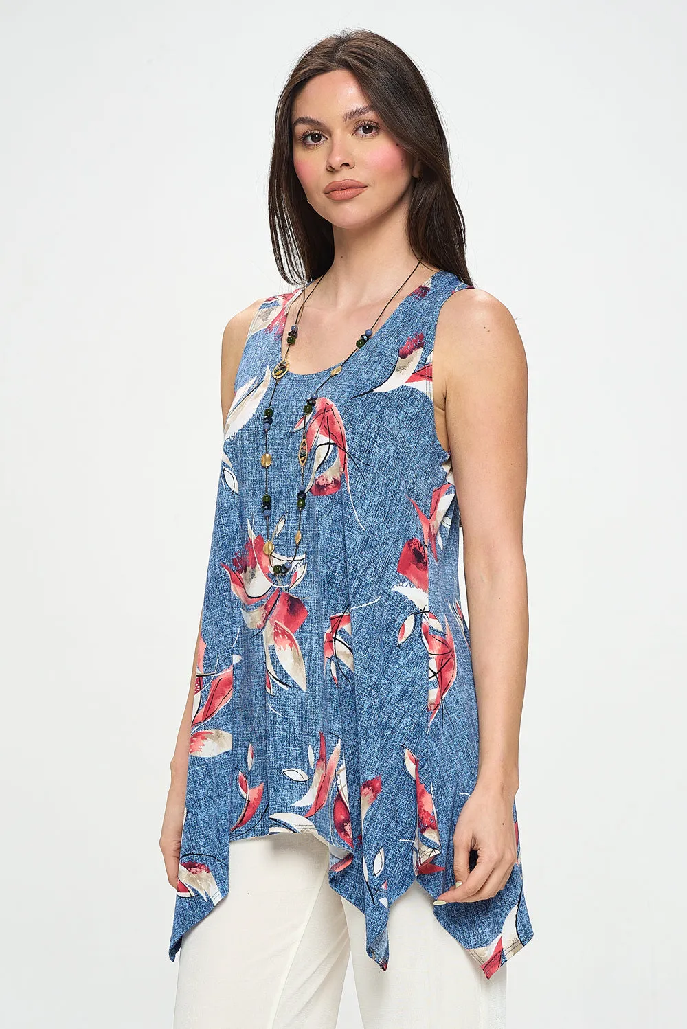 Denim Dreams HIT Shark Bite Hem Tank in- 2057HT-TRP1-W398