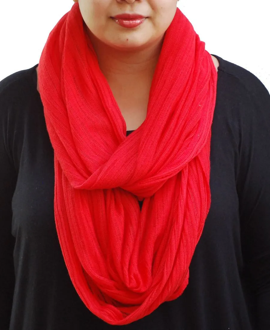 Fashion Scarf Infinity Shawl Knit Red One Size