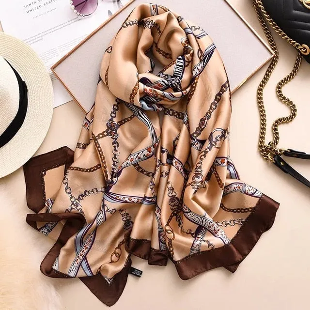 Fashion Silk Scarf Printed Bandana Shawl #LZ046