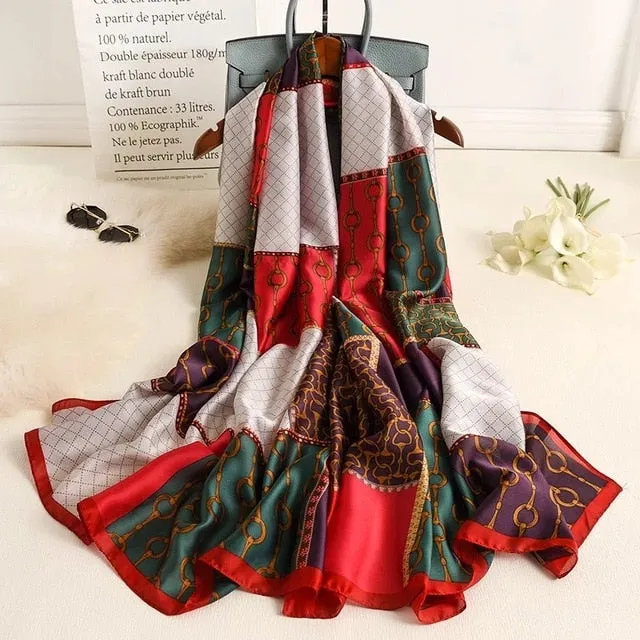 Fashion Silk Scarf Printed Bandana Shawl #LZ046