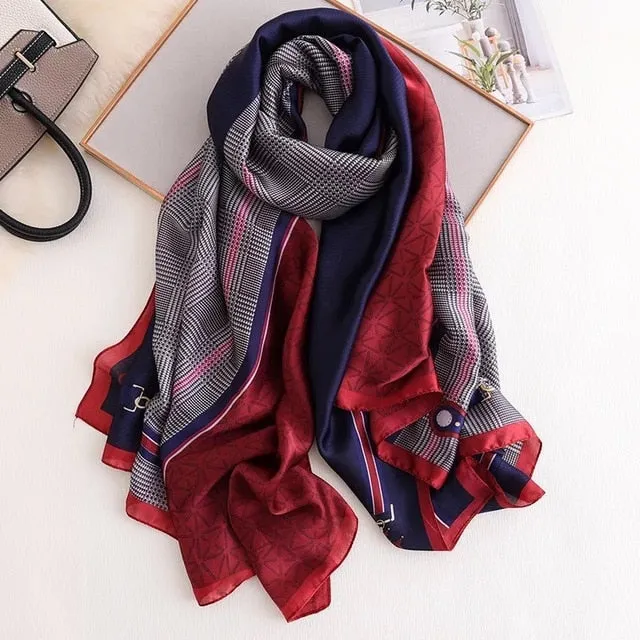 Fashion Silk Scarf Printed Bandana Shawl #LZ046