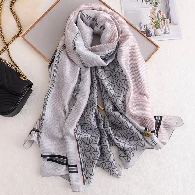 Fashion Silk Scarf Printed Bandana Shawl #LZ046