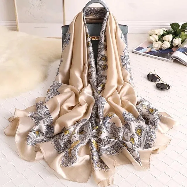 Fashion Silk Scarf Printed Bandana Shawl #LZ046