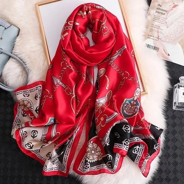 Fashion Silk Scarf Printed Bandana Shawl #LZ046