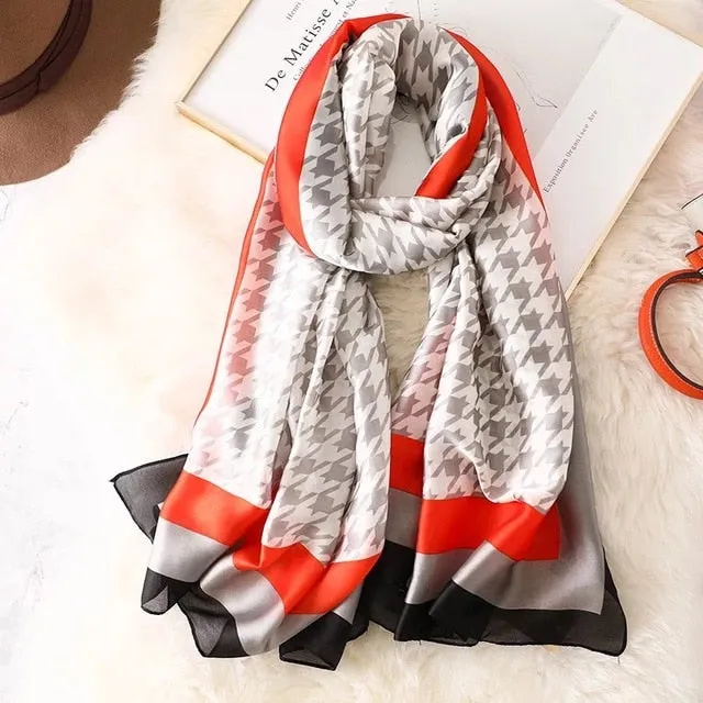 Fashion Silk Scarf Printed Bandana Shawl #LZ046