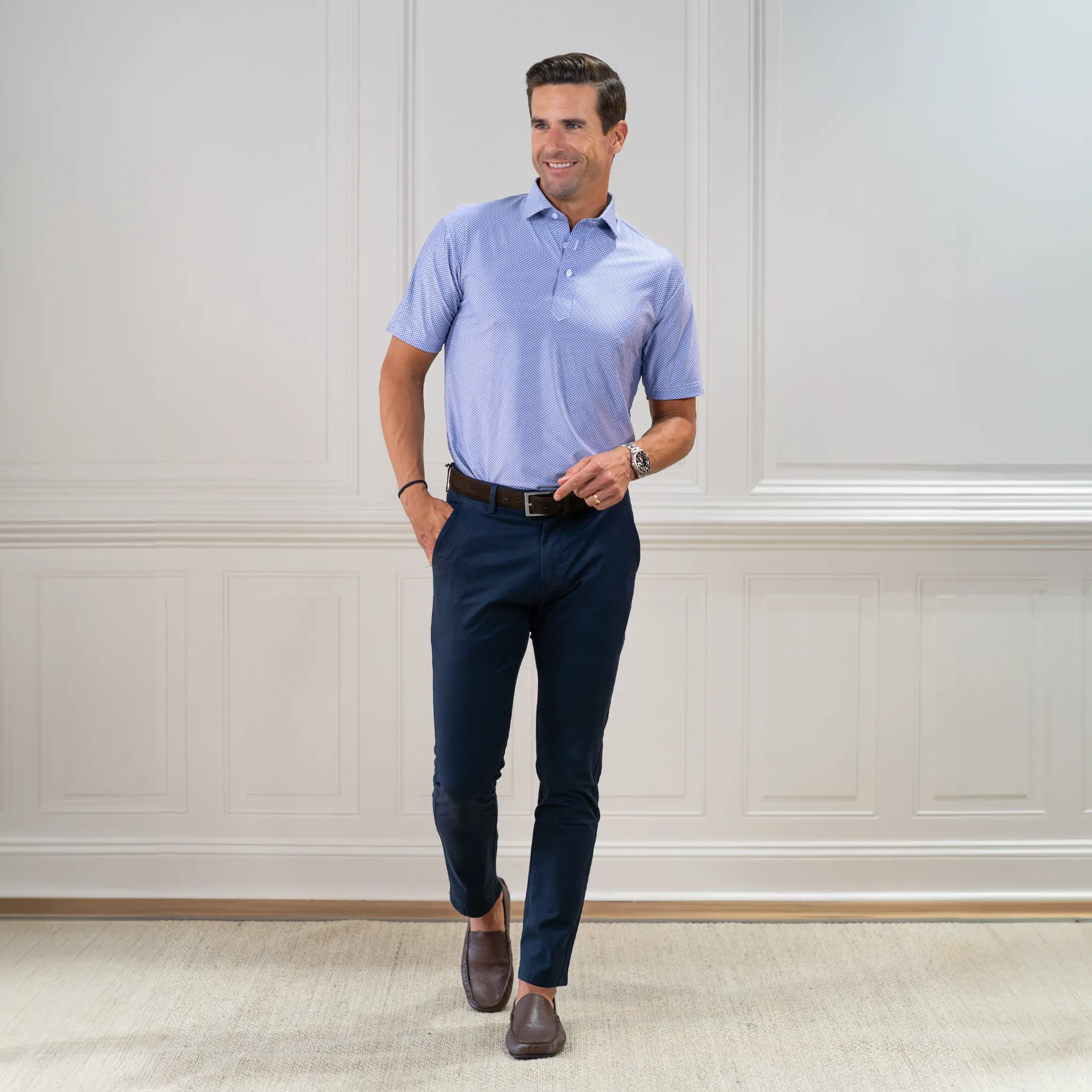 Featherweight Flex Polo Congressional Navy