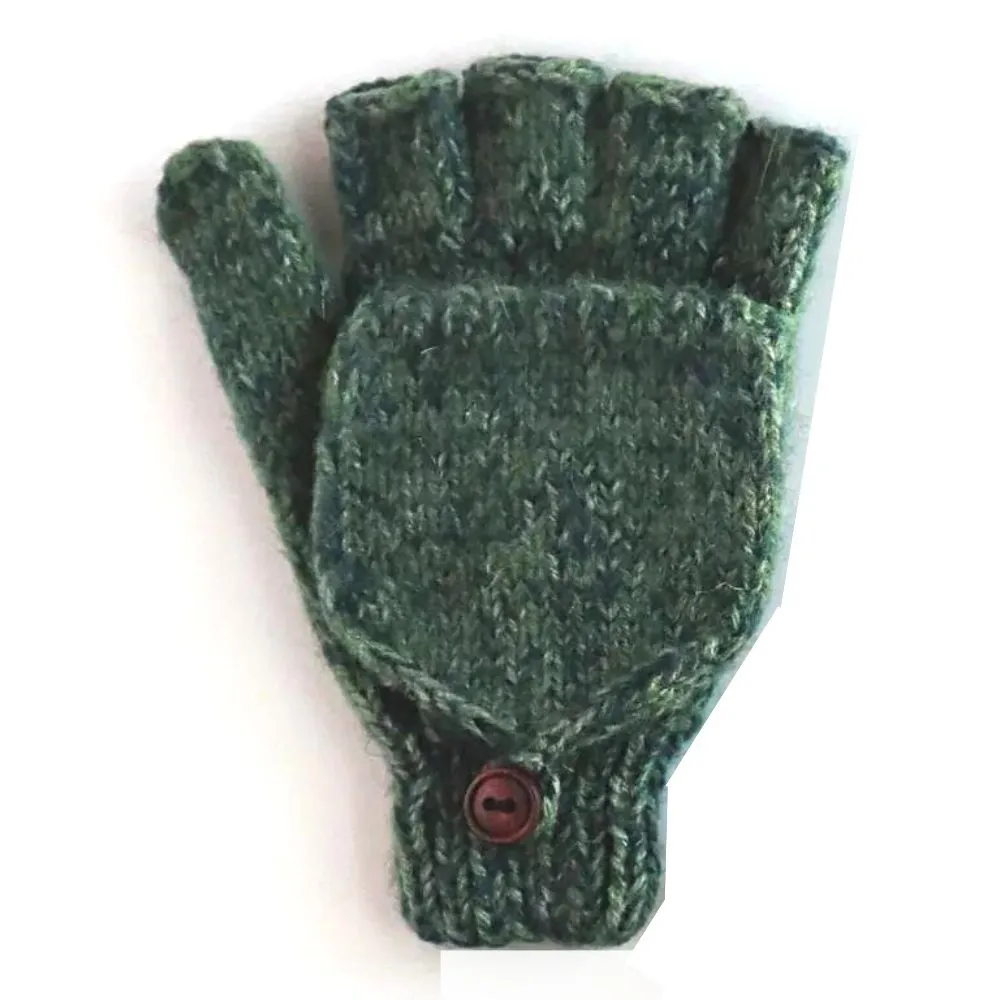 Fingerless Glove with Mitten Pullover - Pine