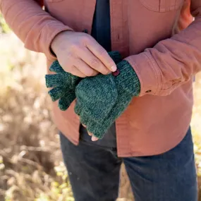 Fingerless Glove with Mitten Pullover - Pine