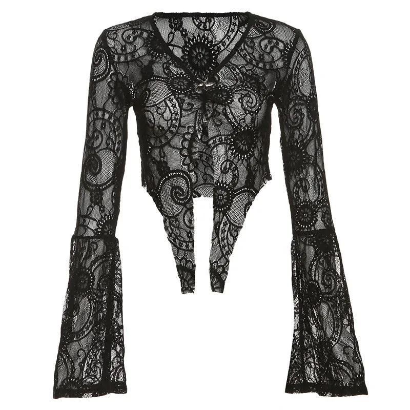 Flared Sleeve Lace Cardigan