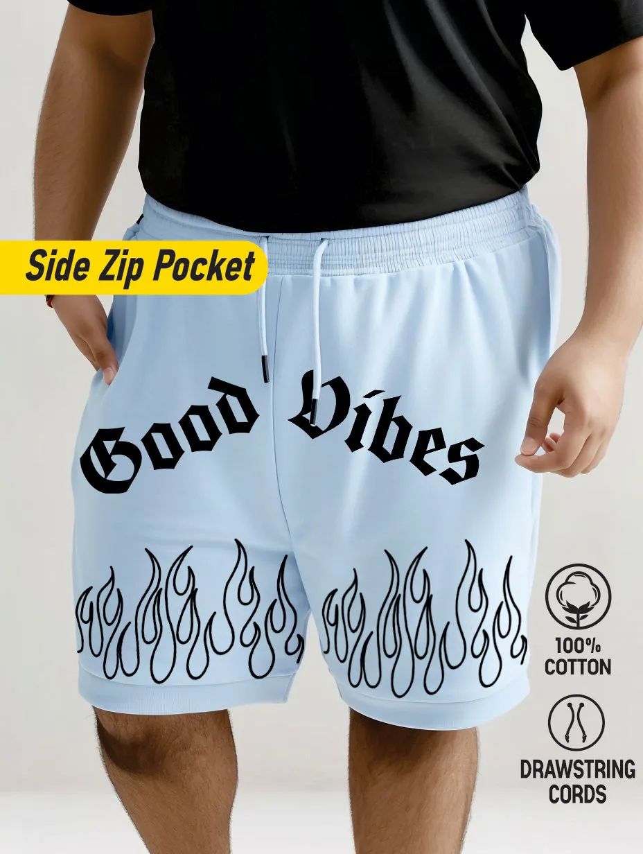 Good Vibes Flame Cotton Plus Size Shorts