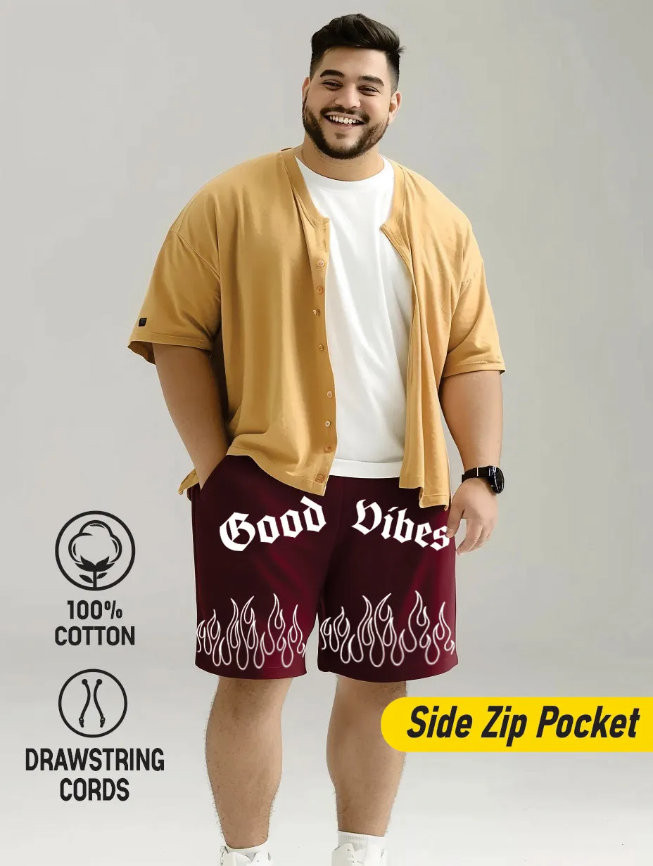 Good Vibes Flame Cotton Plus Size Shorts