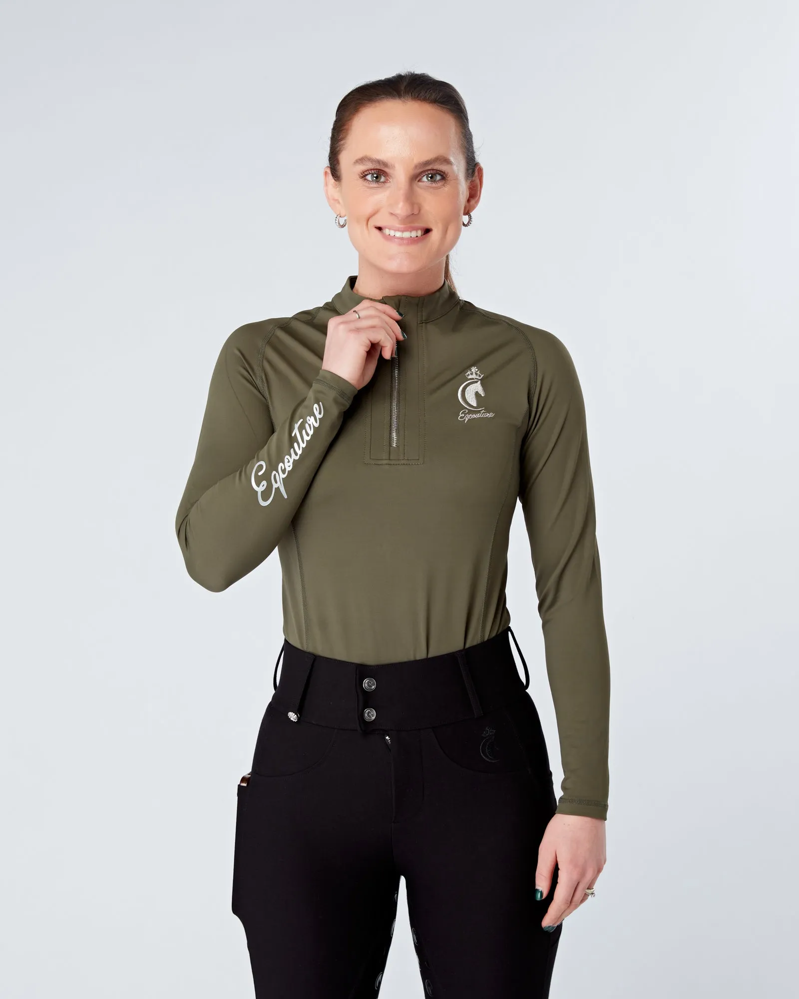 Green Equestrian Technical Base Layer - MILITARY GREEN