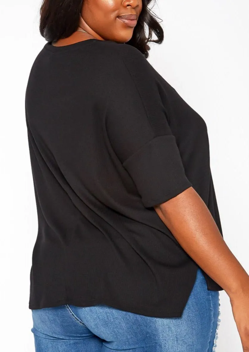 Hi Curvy Plus Size Camo Pocket Hem T Shirt