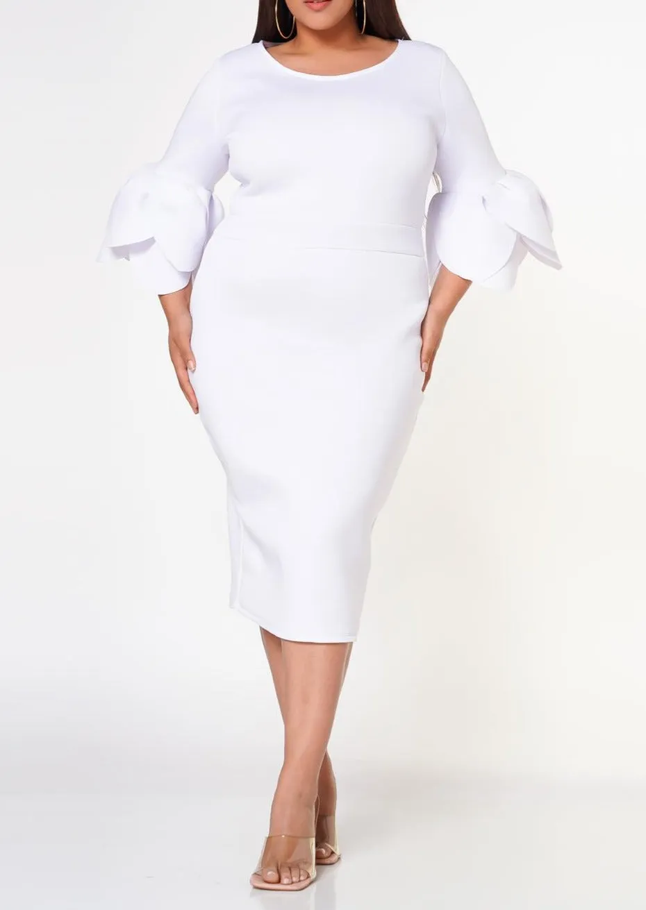 Hi Curvy Plus Size Women Elegant Form Fitting Midi Dress