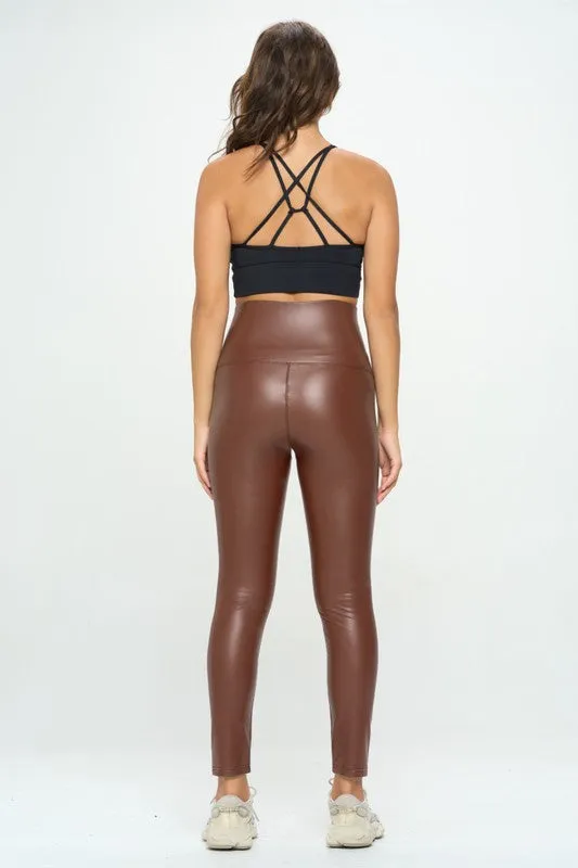 High Waist PU Leather Corset Cincher  Pants