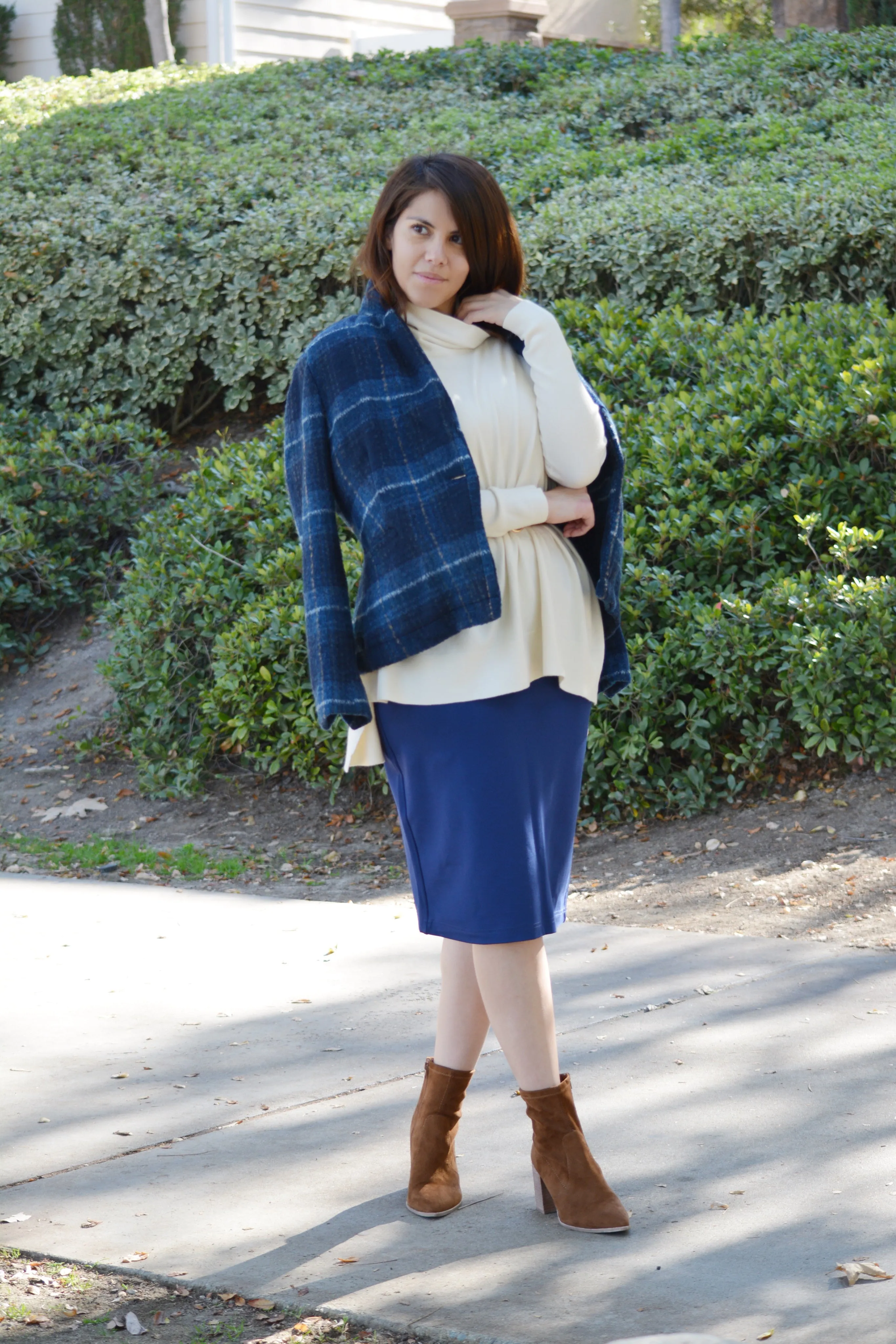 Jamee Navy Plaid Blazer Jacket