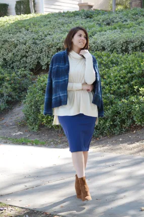 Jamee Navy Plaid Blazer Jacket