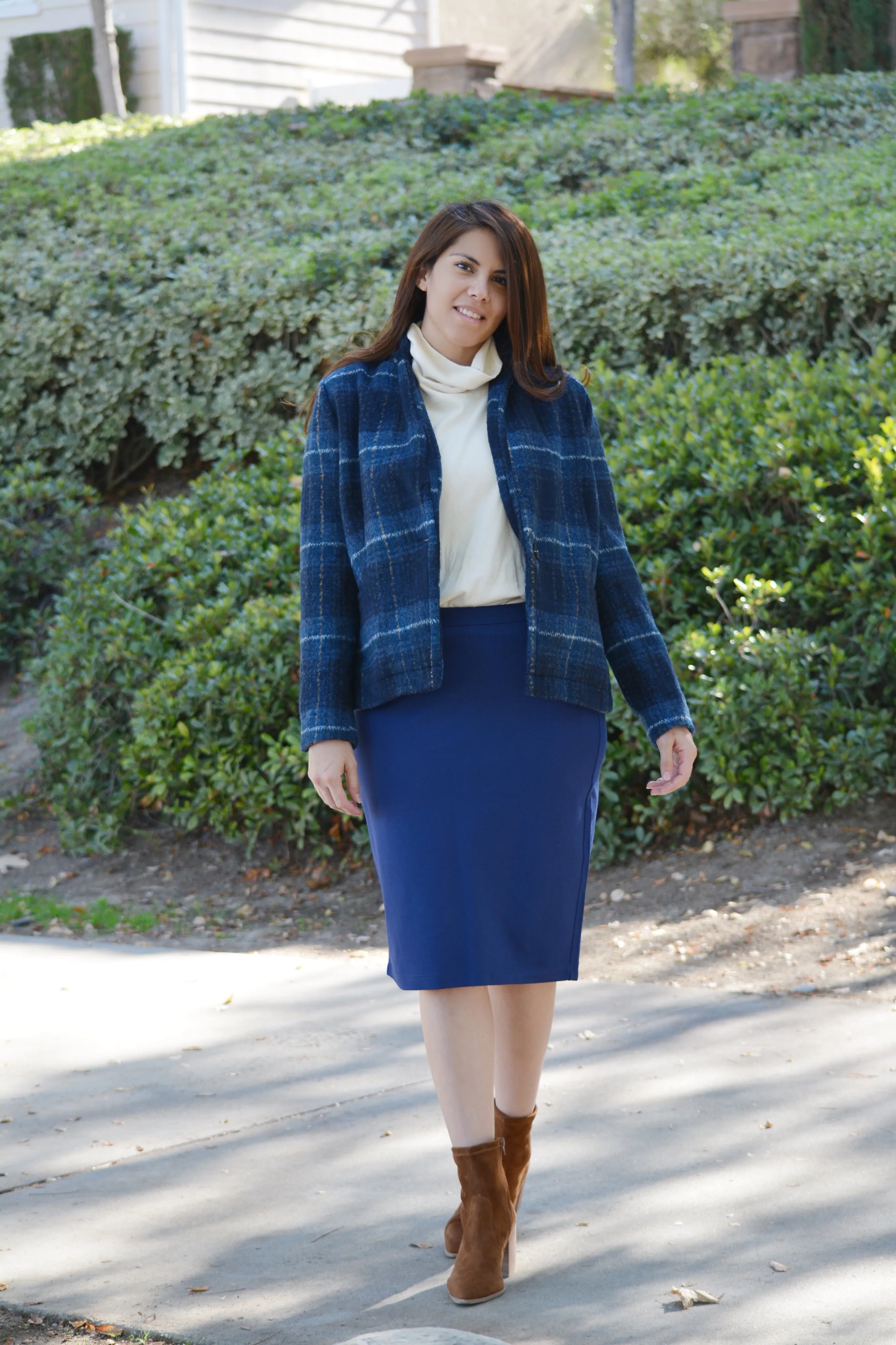 Jamee Navy Plaid Blazer Jacket