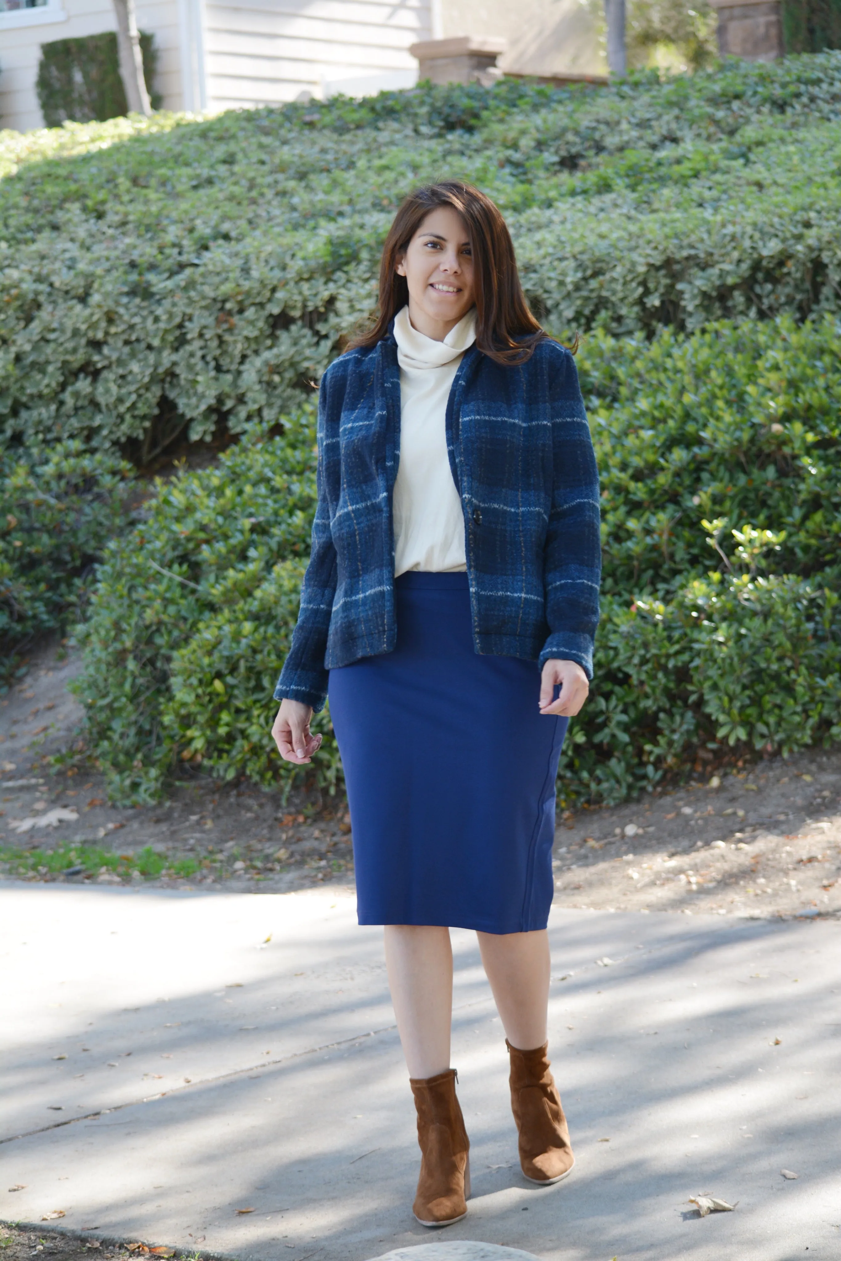 Jamee Navy Plaid Blazer Jacket