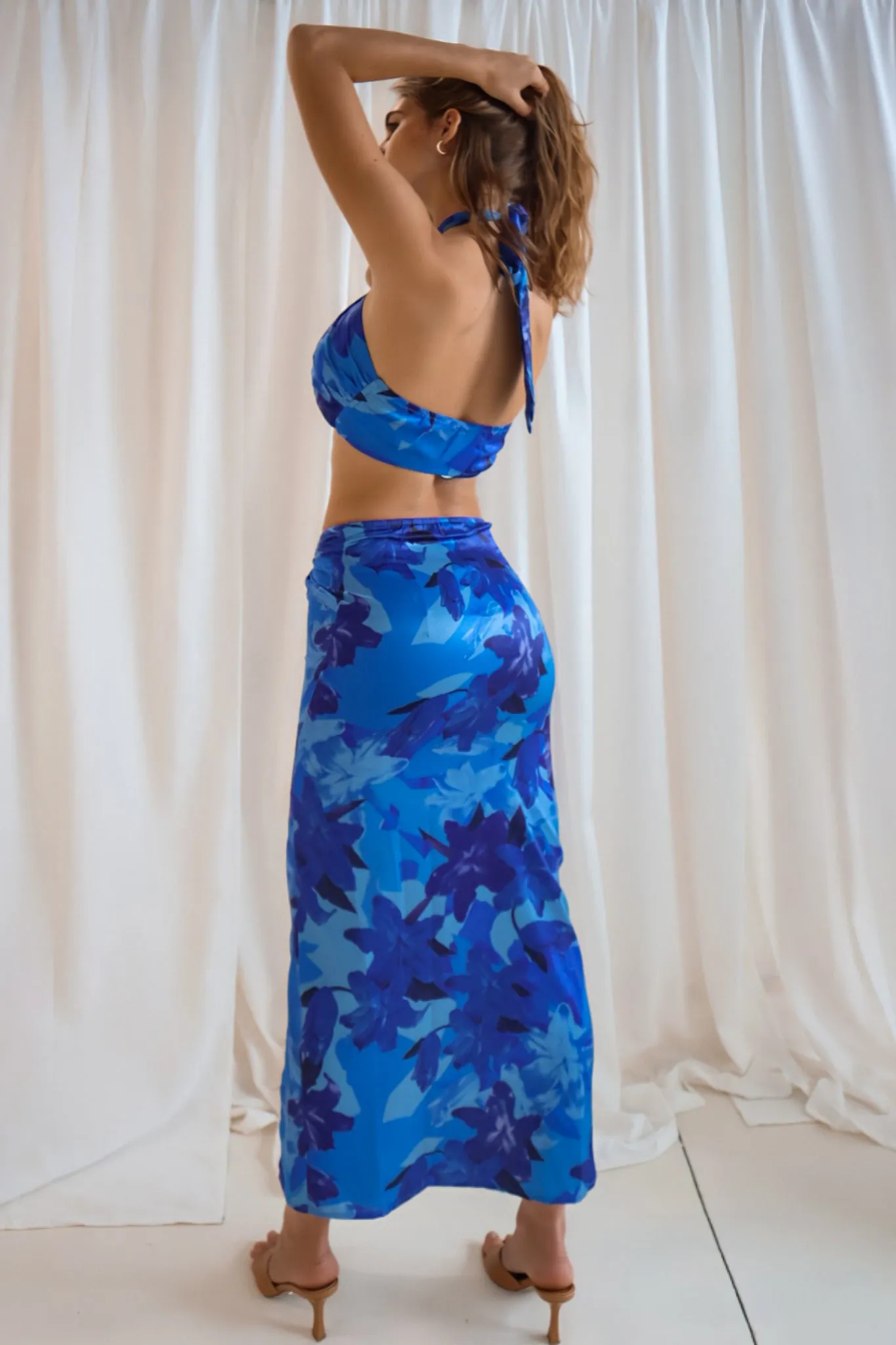 Kara Set Top - Blue Floral