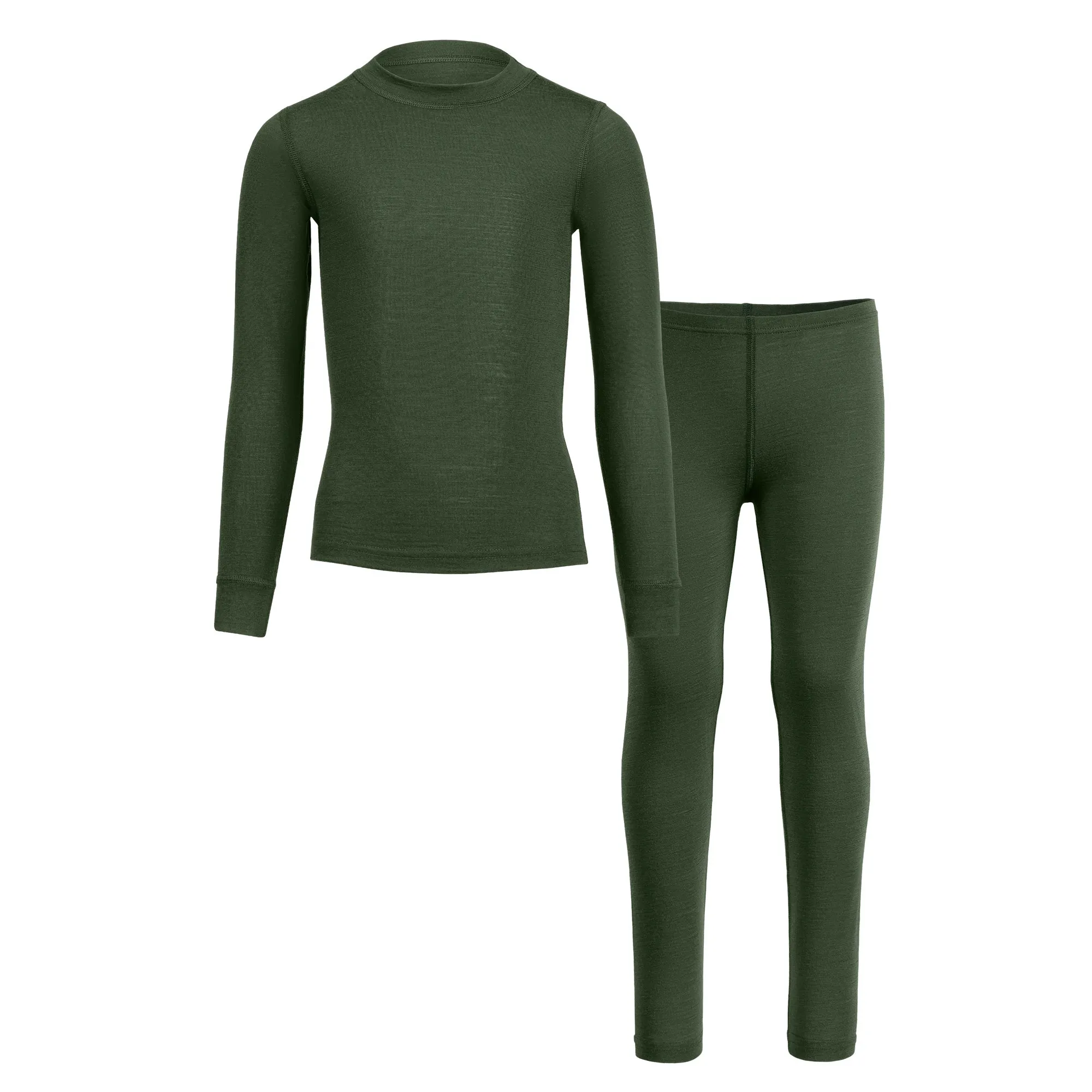 Kids' 160 Long Sleeve & Bottom 2-Piece Dark Green